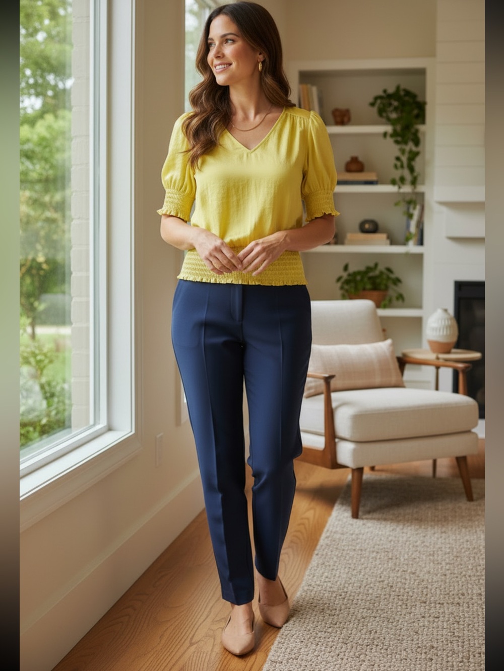 Philosophy Bright Yellow Puff Sleeve Blouse retail $58